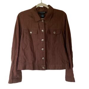 Saint Tropez West 100% Linen Button Up Shacket Blouse Large